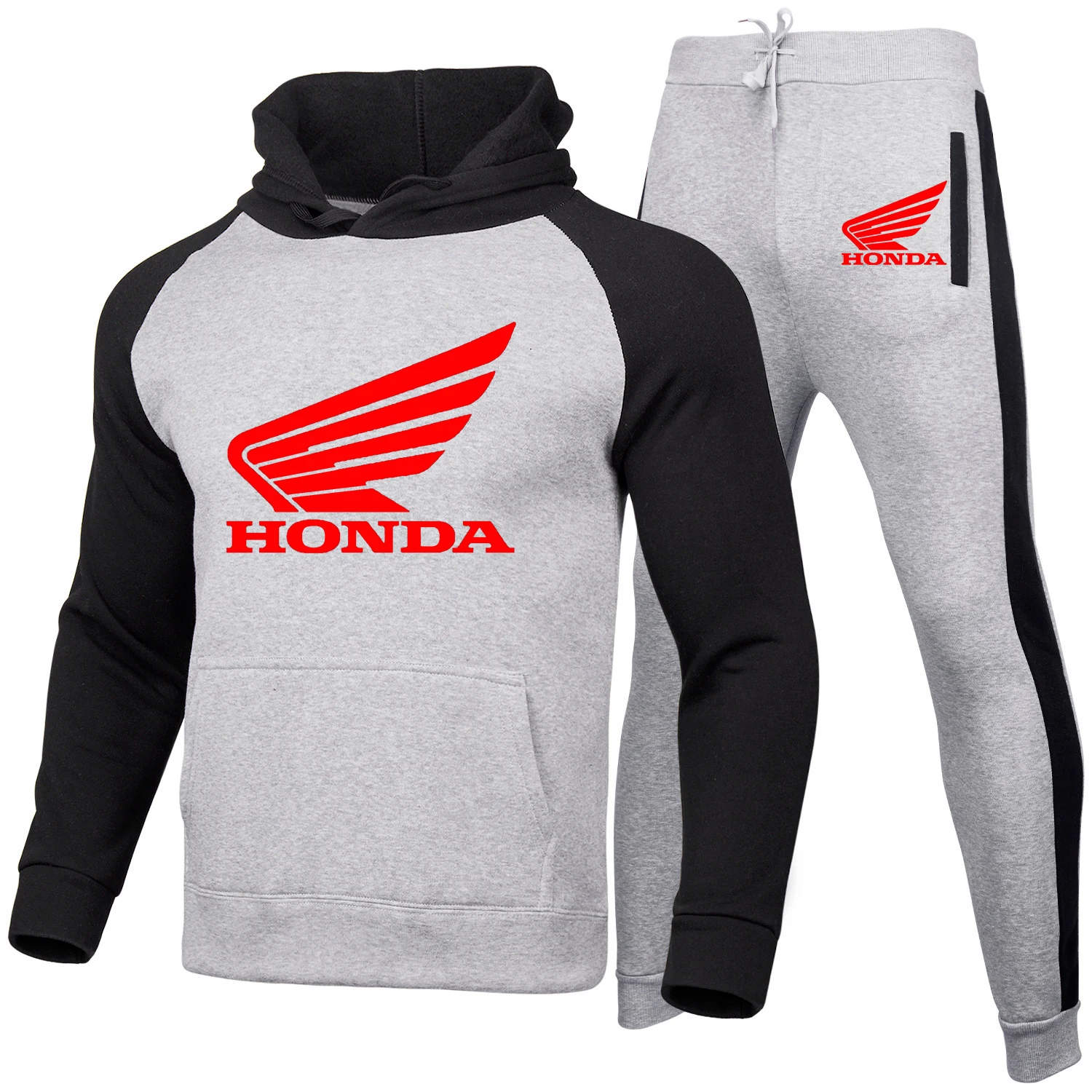 

2022 new Trend Mens Tracksuit Honda Wing Logo Hoodie Suit 2 Piece Hooded Sweatshirt Pant Suits Fashion Sportswear Running Suit
