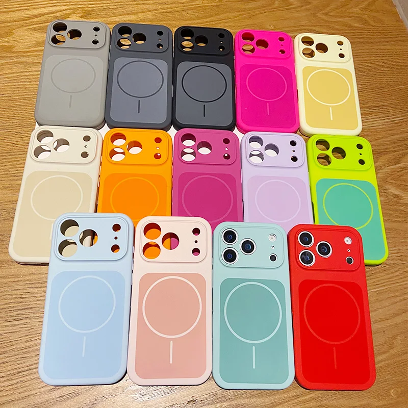 Фото Цветной силиконовый чехол с технологией Color Blocking для Magsafe, совместимый с iPhone 18, 17, 16, 15, 14, 13 Pro Max, с магнитной беспроводной зарядкой, ударопрочный. №4
