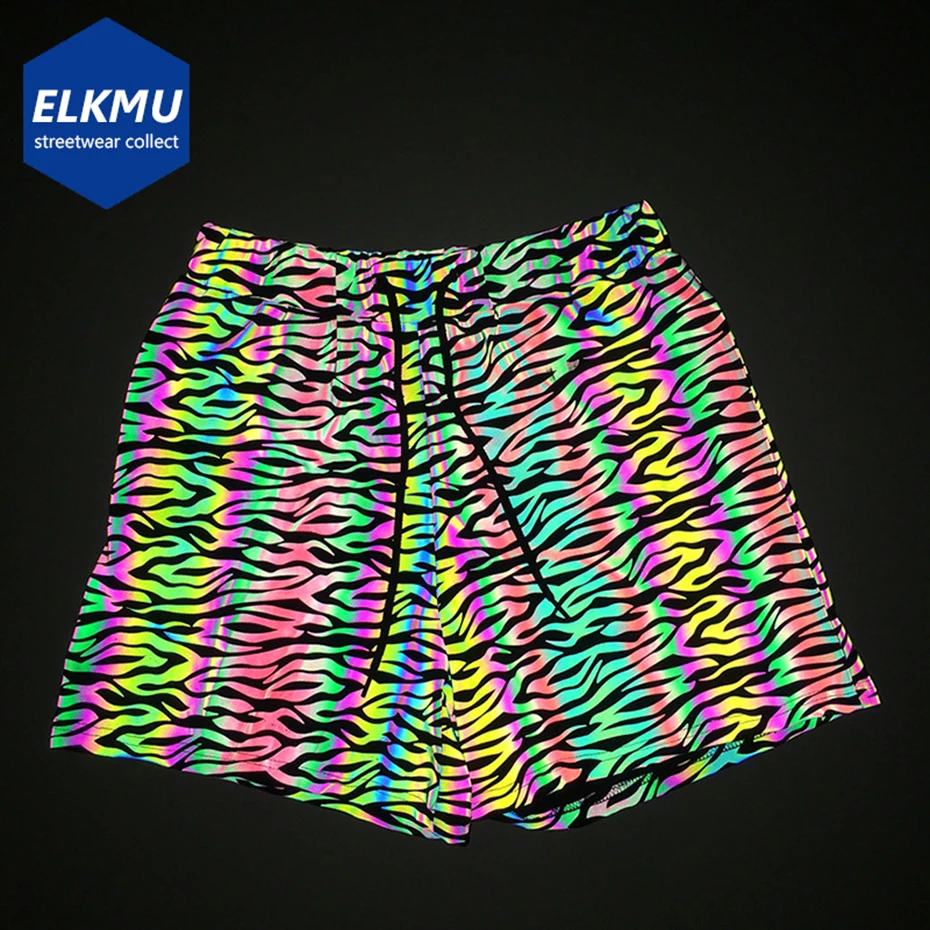 

Tiger Pattern Shorts Men's 3M Reflective Fashion Streetwear Hip Hop Shorts Summer Harajuku Snake Short Pants