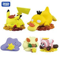 tomy anime pokemon action toy figures gashapon capsule toy autumn maple leaf pikachu duck doll kids toys boys and girls gifts