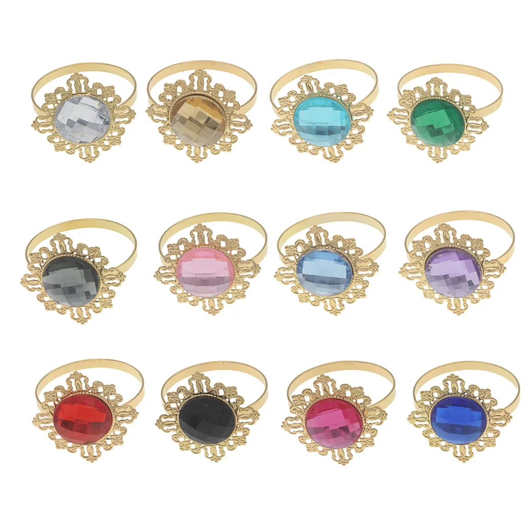 

24pcs Gold Napkin Rings For Weddings Kitchen Table Acrylic Serviette Holder For Dinner Appliance Strass Decoration Servet Ring