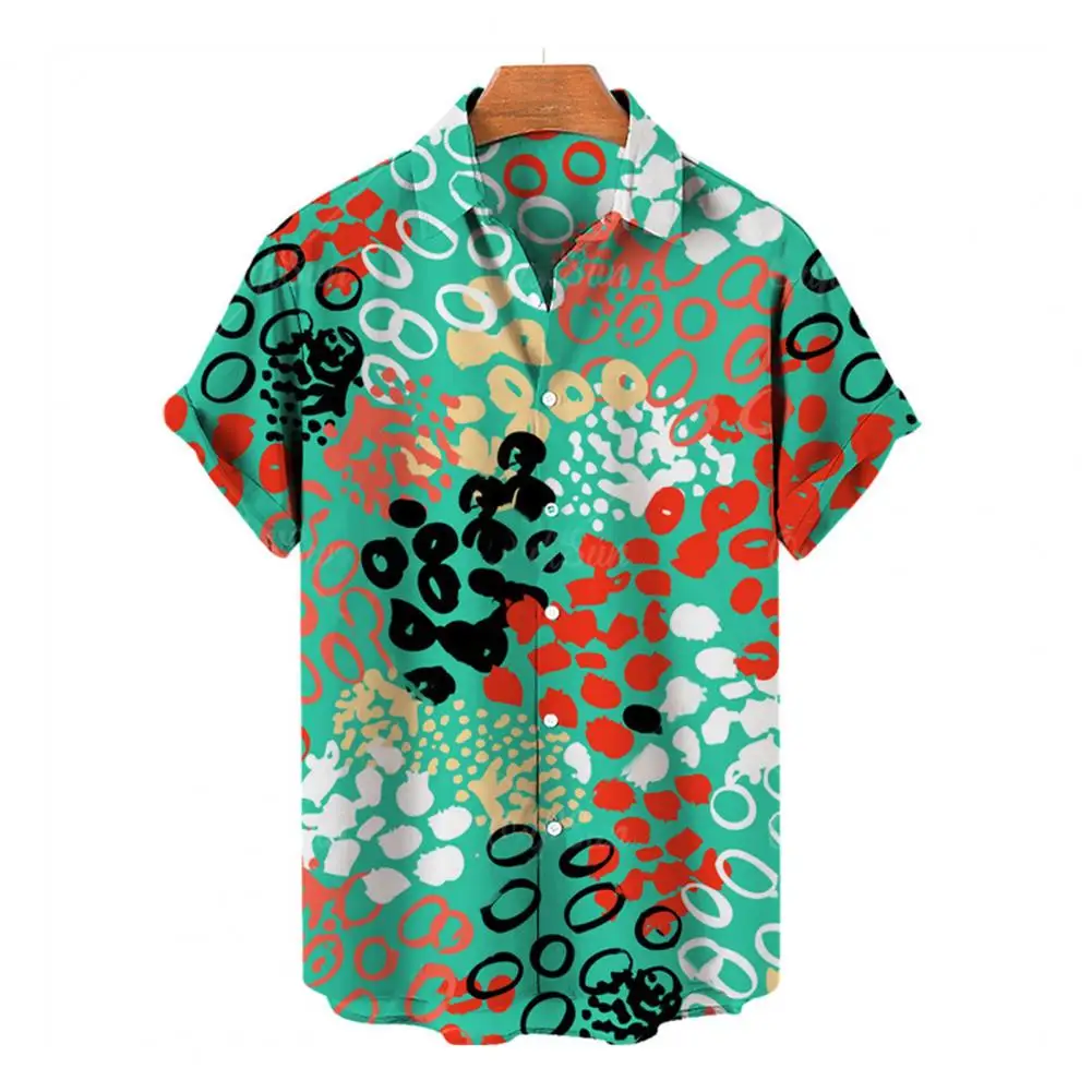 

Loose Printed Graffiti Print Short Sleeves Beach Tops Street Clothes