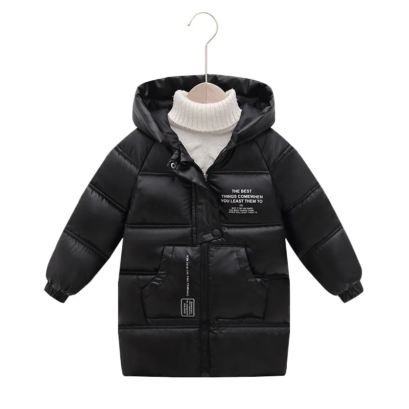 

2022 New Autumn Winter Children's mid-length hooded down cotton Thick Warm Coat boys girls 2-8Years Kids Baby Outerwear