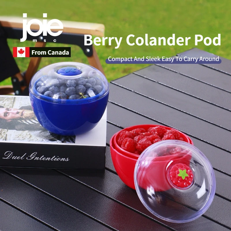 

joie Berry Colander Pod Fruit Bowl with Strainer and Lid - Double Layer Food Grade Freshness Container for Washing and Storing