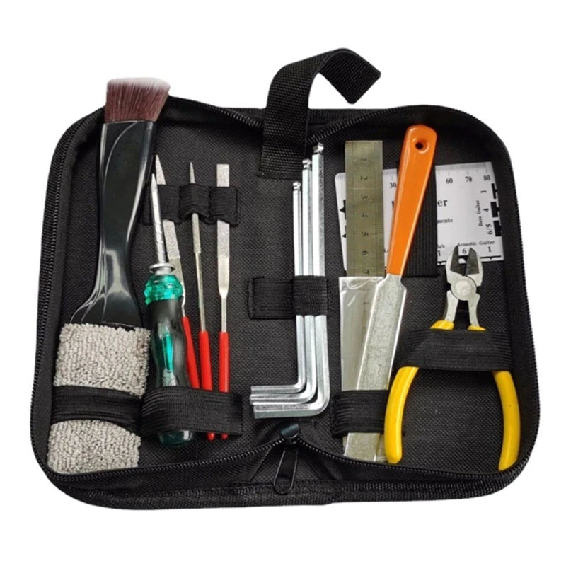 

Guitar Tool Kit Repairing Maintenance Tool String Organizer String Action Ruler Gauge Measuring Tool Hex Wrench Cleaning