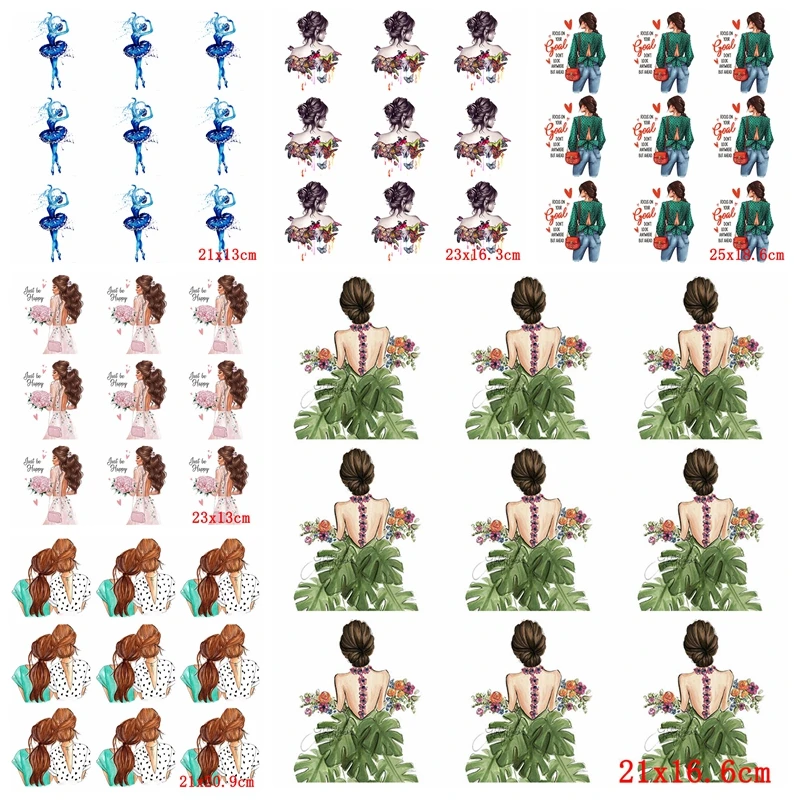 

10 Pcs/lot Wholesale Beautiful Girl Applique Heat Thermal Transfer For Clothing Fashion Girl Patch Iron-on Transfers For Clothes