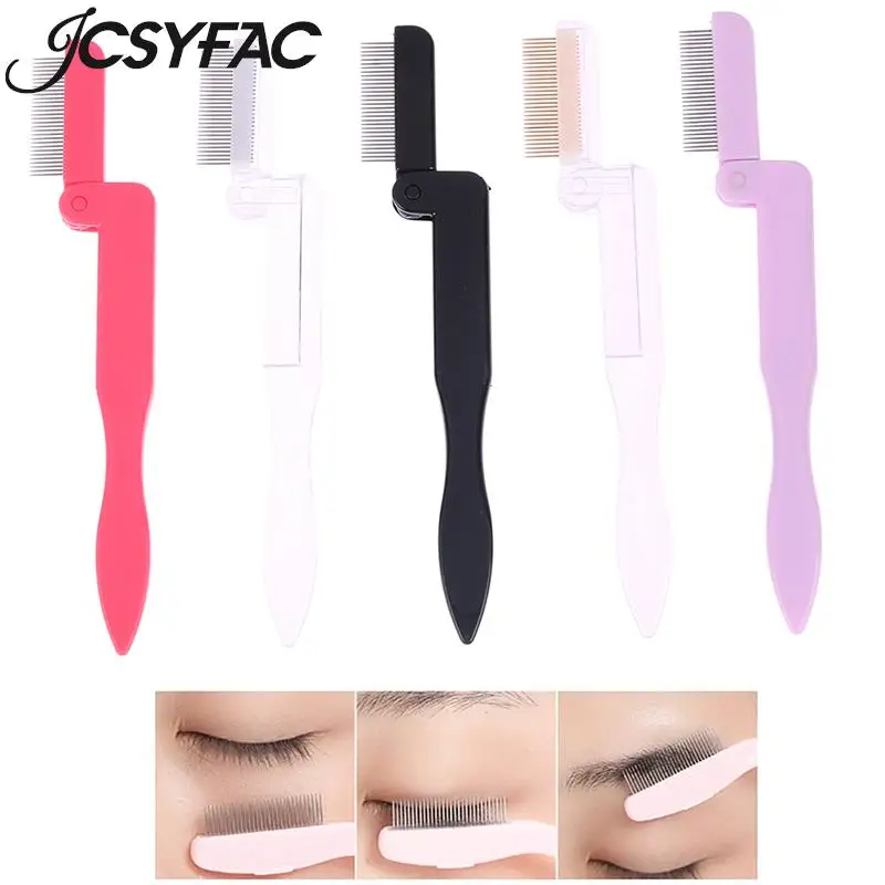 

Steel Needle Eyebrow Comb Eyelash Brush Comb Black Foldable Eyelash Extension Eyebrow Metal Double Comb Brush Eyelash MakeupTool