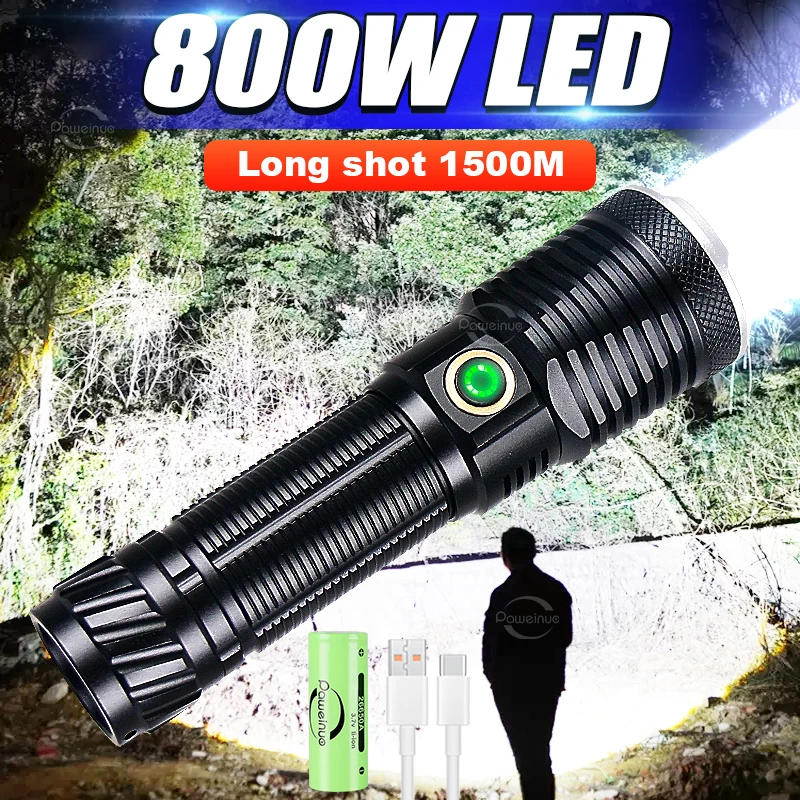 

2023 New Led Flashlight USB Rechargeable LED Torch High Power Led Flashlights XHP360LED Outdoor Tactical Lantern Long Shot Torch