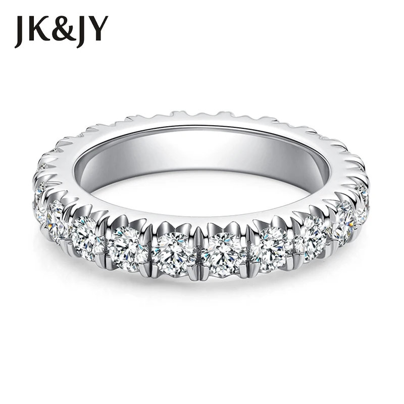 

JK&JY 100% 925 Sterling Silver D Color 3MM Moissanite Women's Wedding Ring Exquisite Jewelry Batch Anniversary Gift