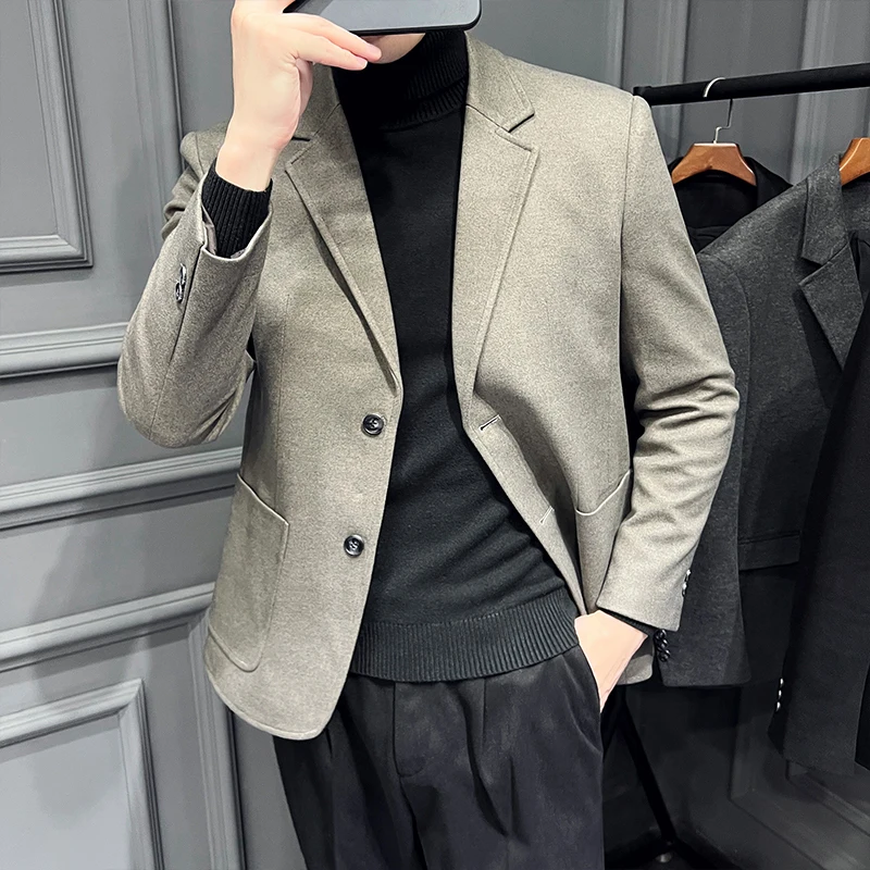 

Мужская Повседневная Деловая куртка, Осенний модный приталенный женский Рабочий костюм, мужское платье, Мужской Блейзер, Мужская одежда, бл...