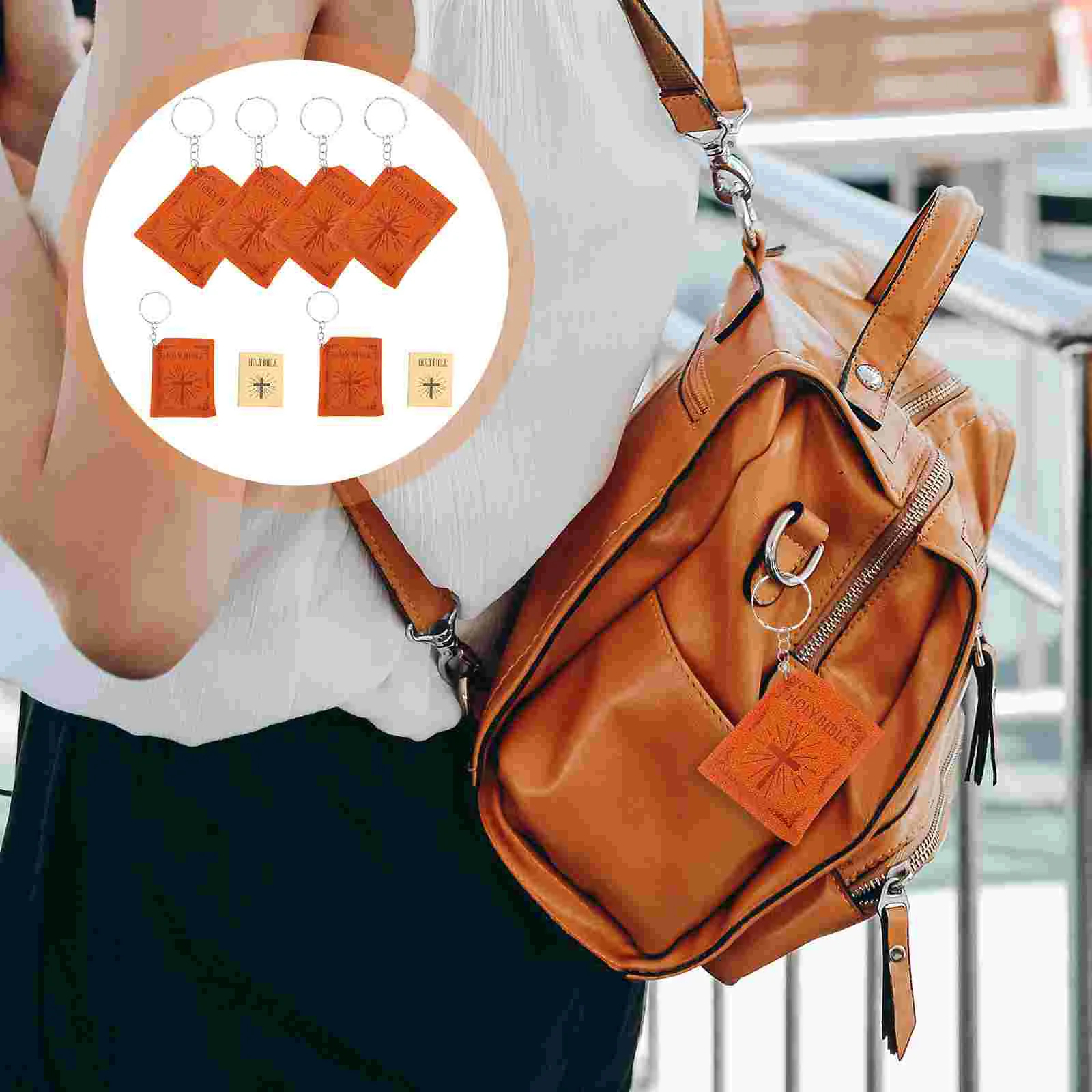 

6 Pcs Bible Keychain Ring Pendant Chains Women Locket Miniature Bag Miss Backpacks
