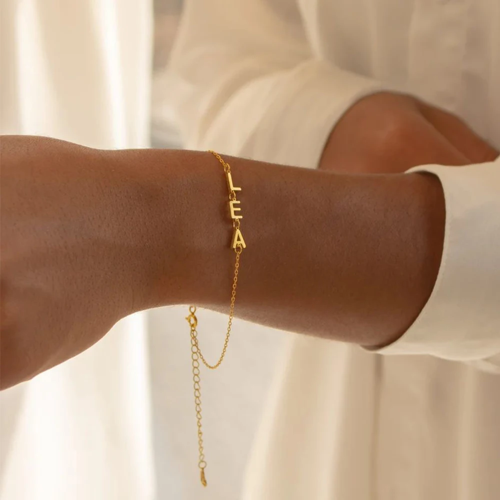 Orazio Personalized Name Bracelet Women Girls Stainless Steel Chain Letter Customized Charm Bracelets Unique Custom Jewelry Gift