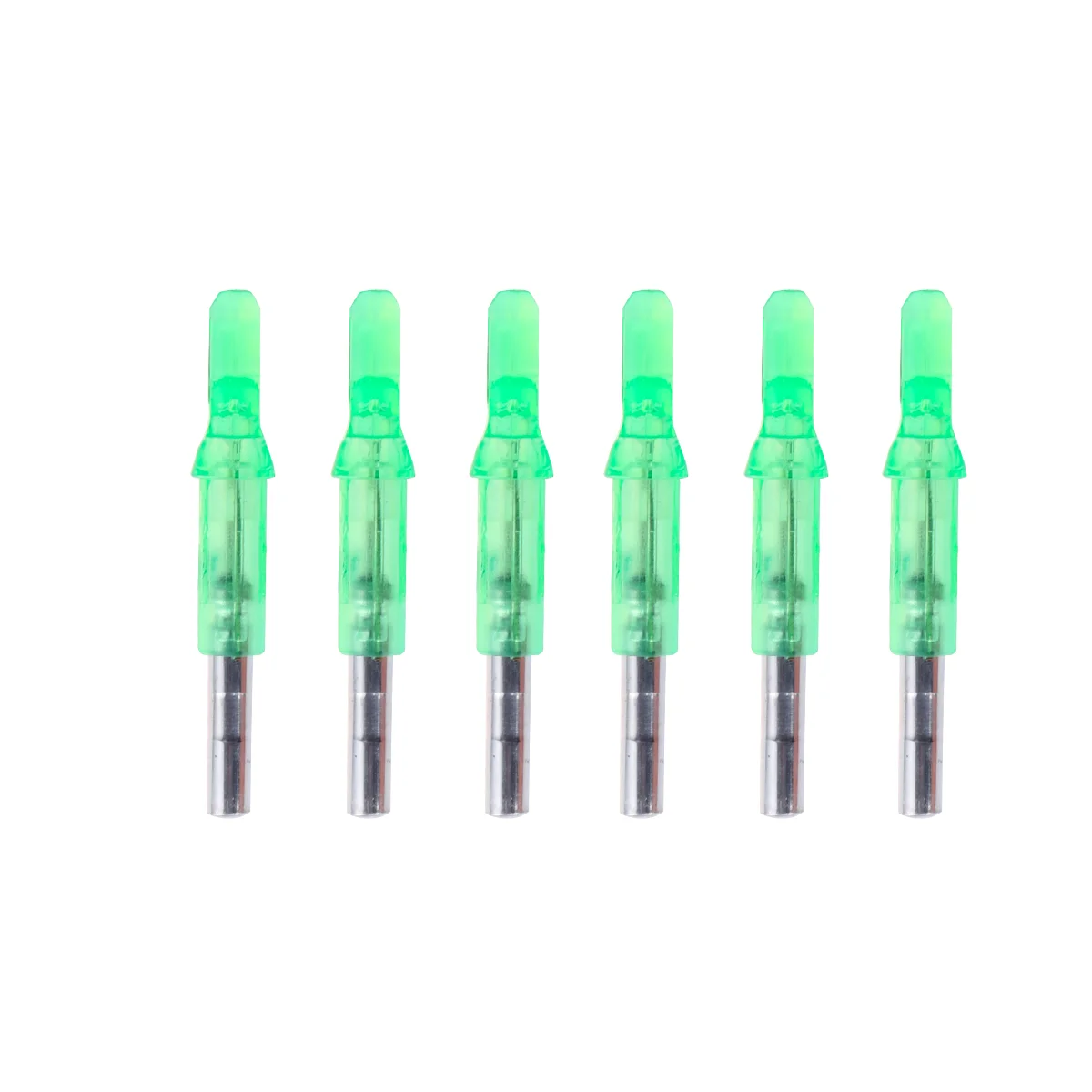 

6 Pcs Archery LED Lighted Luminous Tails Bow Accessories Internal End Fit 6.2mm Shaft (Green)