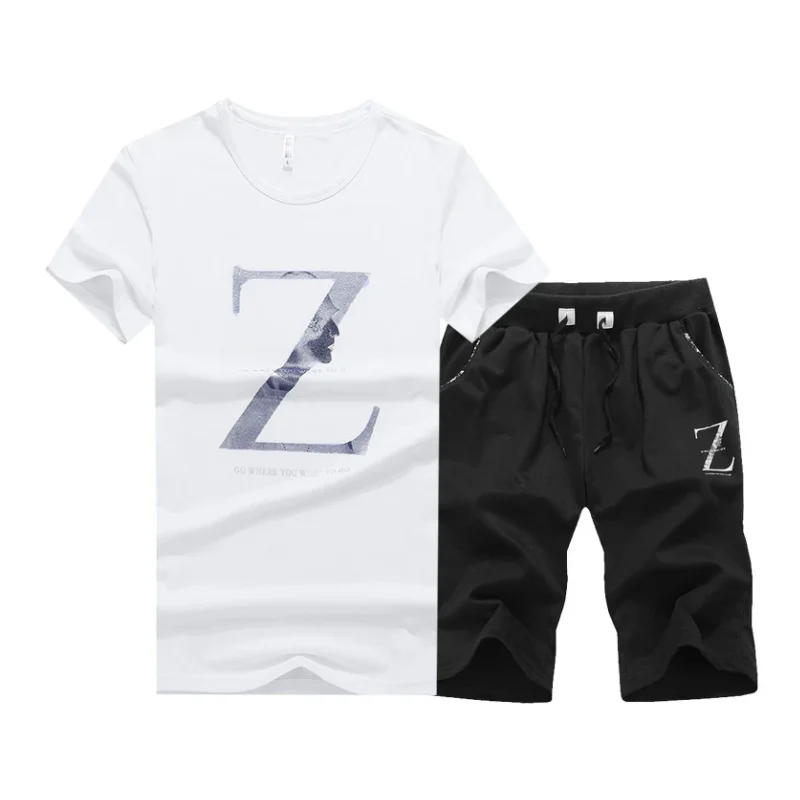 Spring and Autumn suit male summer youth fashion brand short sleeve T-shirt male loose pants casual sportswear male men hoodies