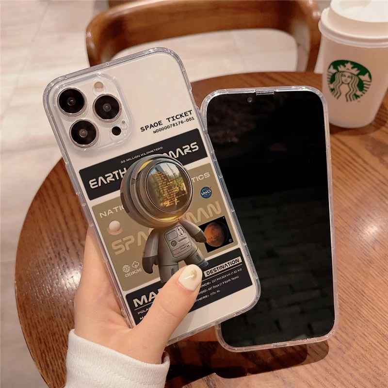 

Astronaut Phone Case For iPhone 11 12 13 Pro MAX 6 6S 7 8 Plus XS 12 13 Mini X XR SE 2020 Liquid Silicon Back Coque Black Soft