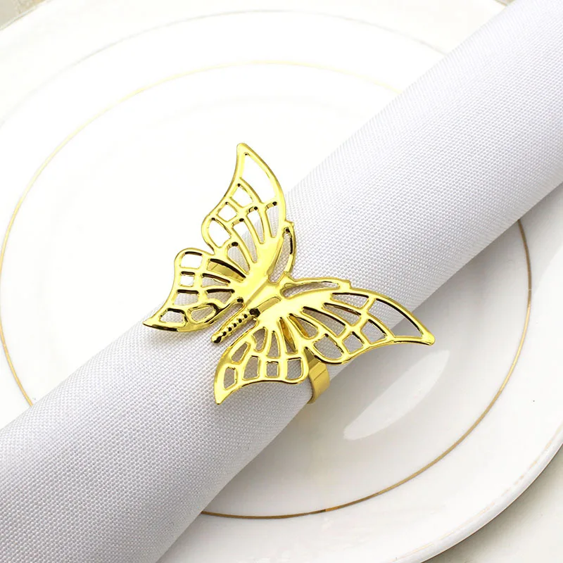 6 шт. креативное кольцо для салфеток металлическое Золотое Пряжка с двойной