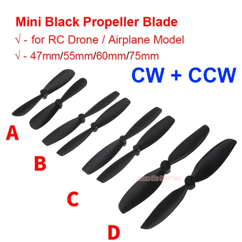 4PCS Mini Blade Propeller CW CCW Micro 47mm 55mm 60mm 75mm Blade for RC Drone Aircraft Toy Model