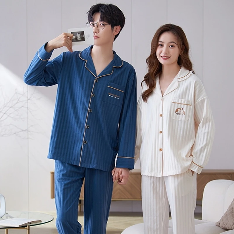 QUHENG Newest Autumn Men Pajamas Set Cotton 2022 Winter Sleepwear Suit Casual Long Sleeve Pants Pyjamas Casual Homewear