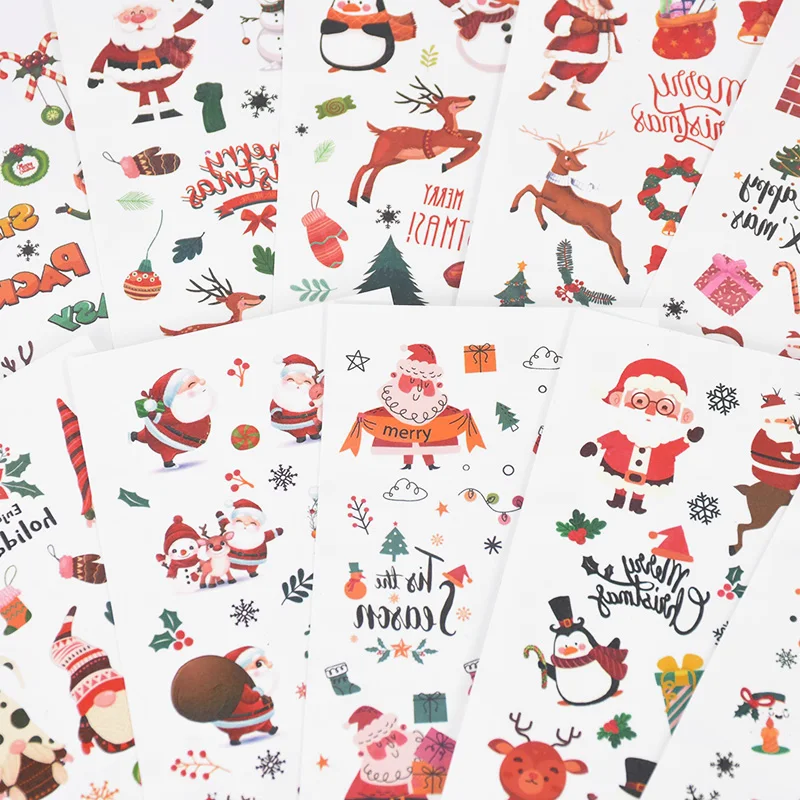 Новые рождественские Мультяшные Временные татуировки наклейки сделай сам