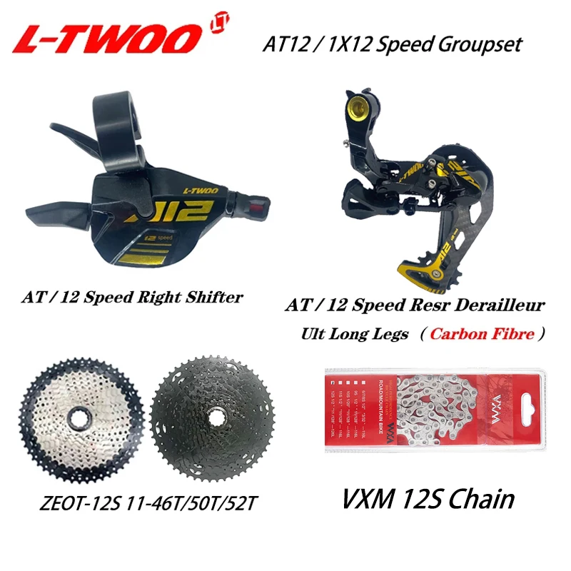 

LTWOO AT 1x12 Speed Derailleurs Groupset 12 Speed Right Shift Lever VXM X12 Chain RD ZEOT Cassette 46T 50T 52T M6100-M8100