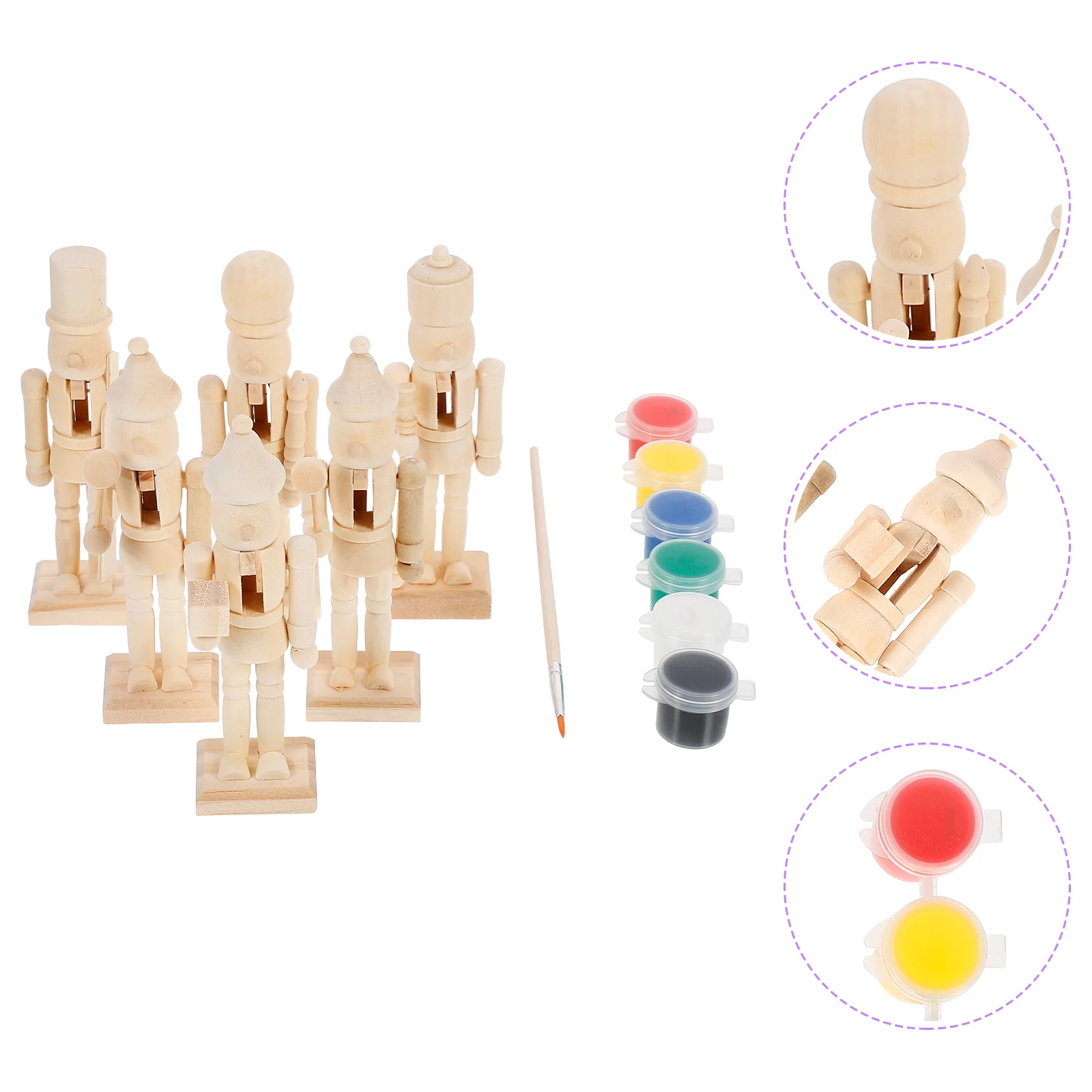 

Nutcracker Wooden Christmas Soldier Ornaments Puppet Set Mini Figures Nutcrackers Unpainted Wood Figurines Decorations