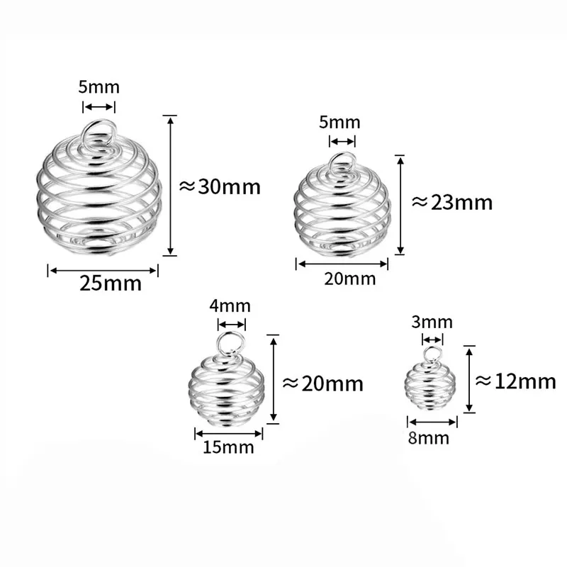 10pcs Gold/Silver Plated Lantern Spring Spiral Bead Small Charm For DIY Jewelry Making Earrings Metal Cage Pendant Accessories images - 6