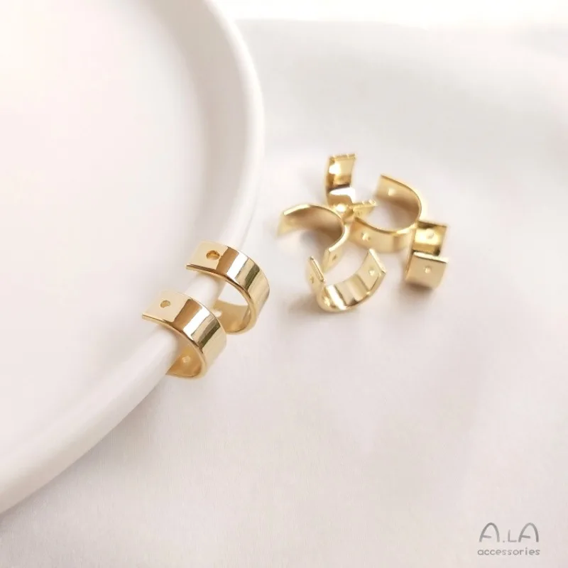 Фото Кольцо-коннектор из светлого золота 14K, U-образное, для бусин, ручной работы, для DIY-украшений, цепочек, полукруглых бусин, для пирсинга №3