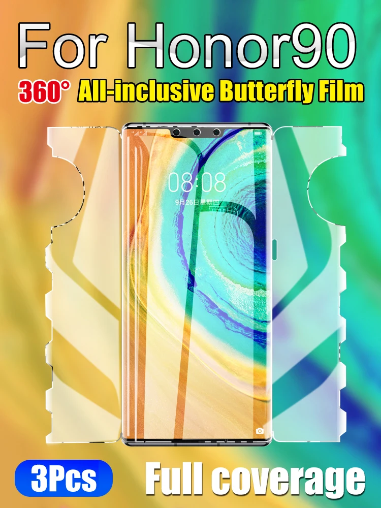 

Гидрогелевая пленка Honor90Pro Butterfly для Honor 90 Pro, протектор экрана Honor90, мягкий, все в одном, с полным покрытием передней и задней панели