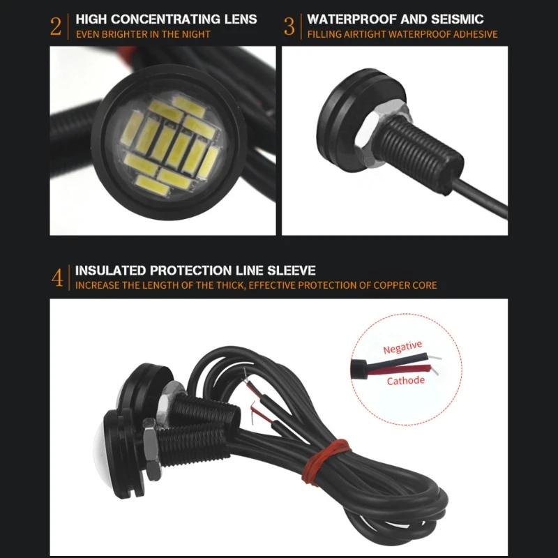 Универсальный светодиодный налобный фонарь Eye 23 мм 4014 12SMD линза дневной ходовой