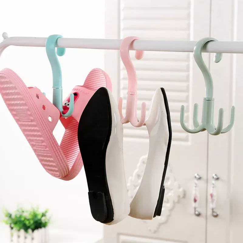 

360 Degrees Rotate Four Claws Home Clothes Shoes Sundries Multi-Function Organizers Hooks Dry Wet Dual Use Towel Hanger