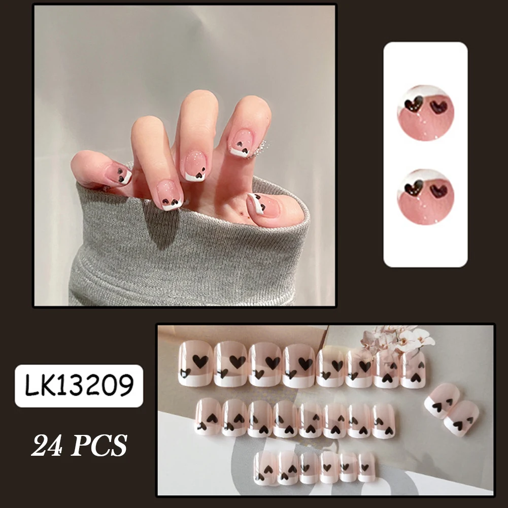 

24 шт., Декоративные искусственные ногти для женщин, с коротким нажатием