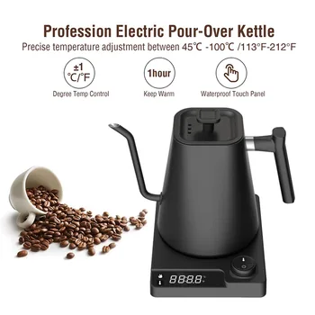 Smart Professional Electric Pour Over Kettle 1000ml 110V 220V Gooseneck Kettle Temperature Control Hand Brew Home Coffee Pot