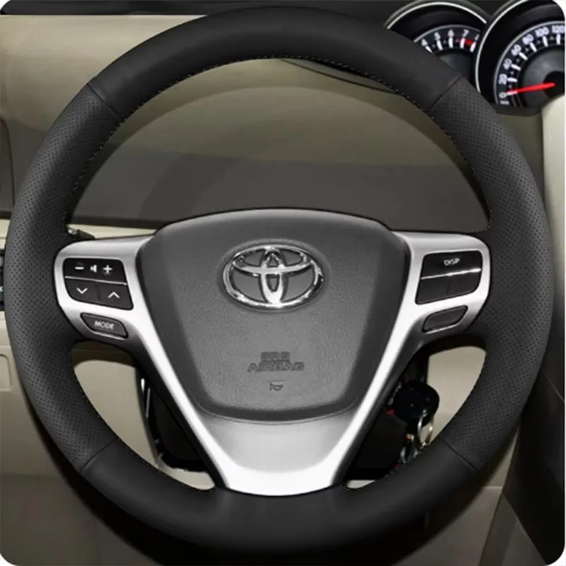 

Для Toyota Verso EZ Avensis, сшитый вручную черный нескользящий чехол на руль автомобиля из кожи наппа
