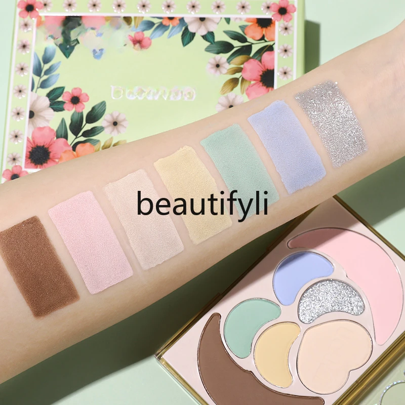 Диск для теней семь цветов румяна с высоким блеском груминга земли цвет зеленый