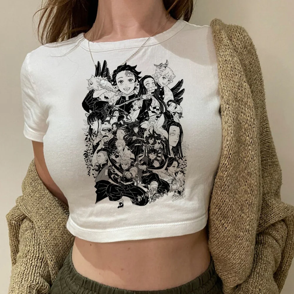 

Demon Slayer graphic goth fairy grunge crop top Female manga kawai fairy grunge cute crop top tee