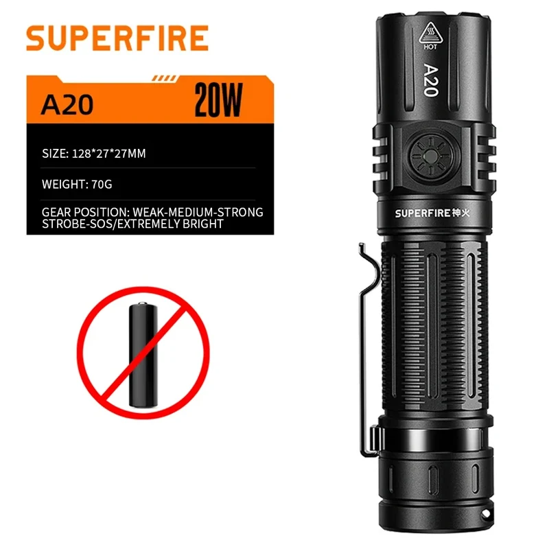 

SUPERFIRE A20 портативный перезаряжаемый фонарь