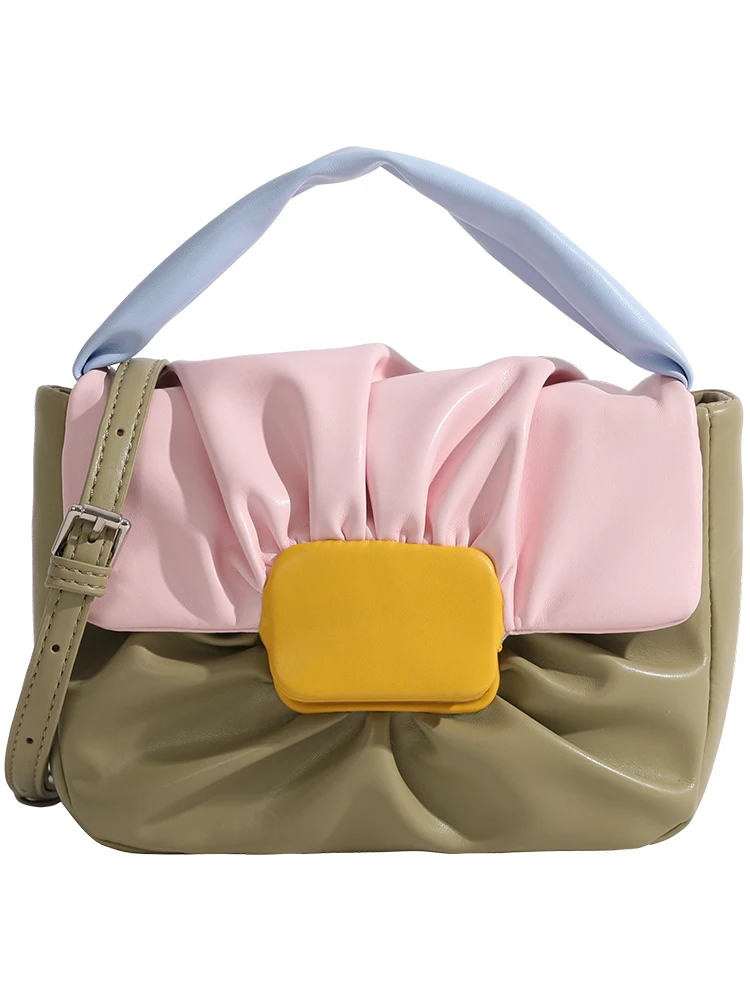 

Trendy New Pleated Cloud Bag For Women PU Leather Underarm Bag Candy Color Shoulder Bag Fashion Gilrs Armpit Handbag Purse Bolsa
