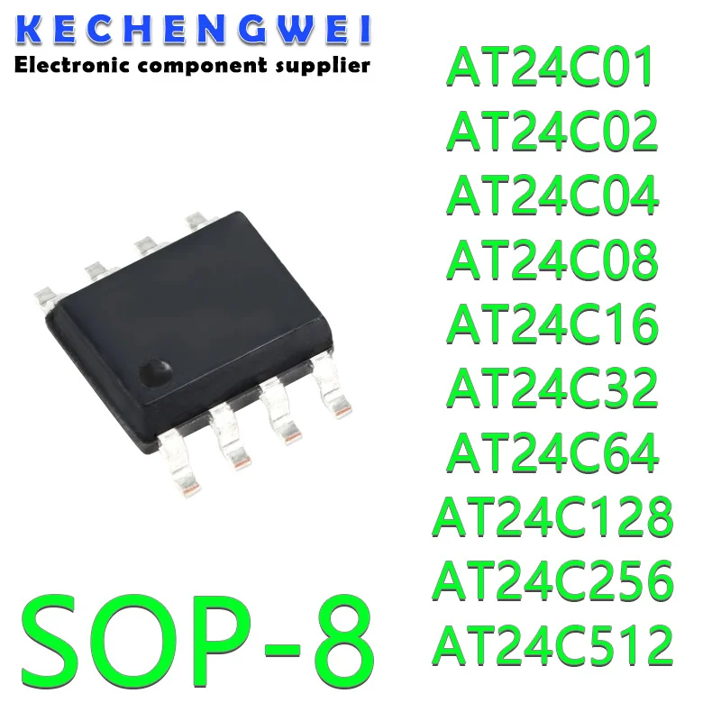 

Original and new ic chip set, 10 pieces at24c01 at24c02 at24c04 at24c08 at24c16 at24c32 at24c64 at24c128 at24c256 at24c512 sop-8