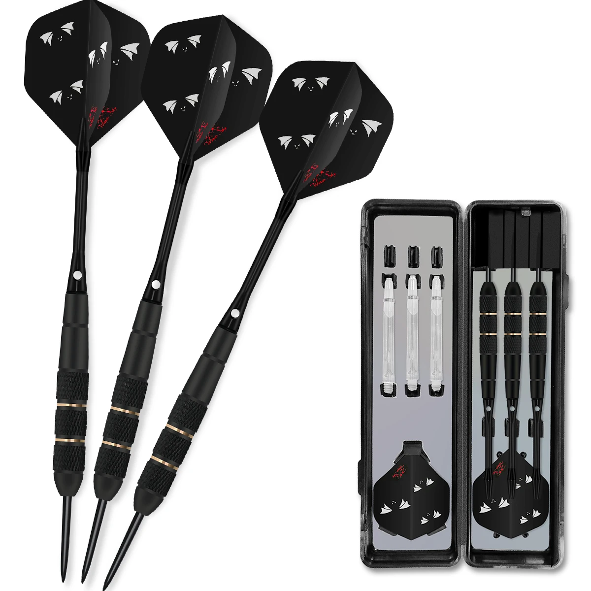 

Steel Darts Tip Alumium Shafts with RUBBER O Rings POLY Flight Steel tip Bar Darts Set House Hard Tip Dart Set BRASS BARREL 3pcs