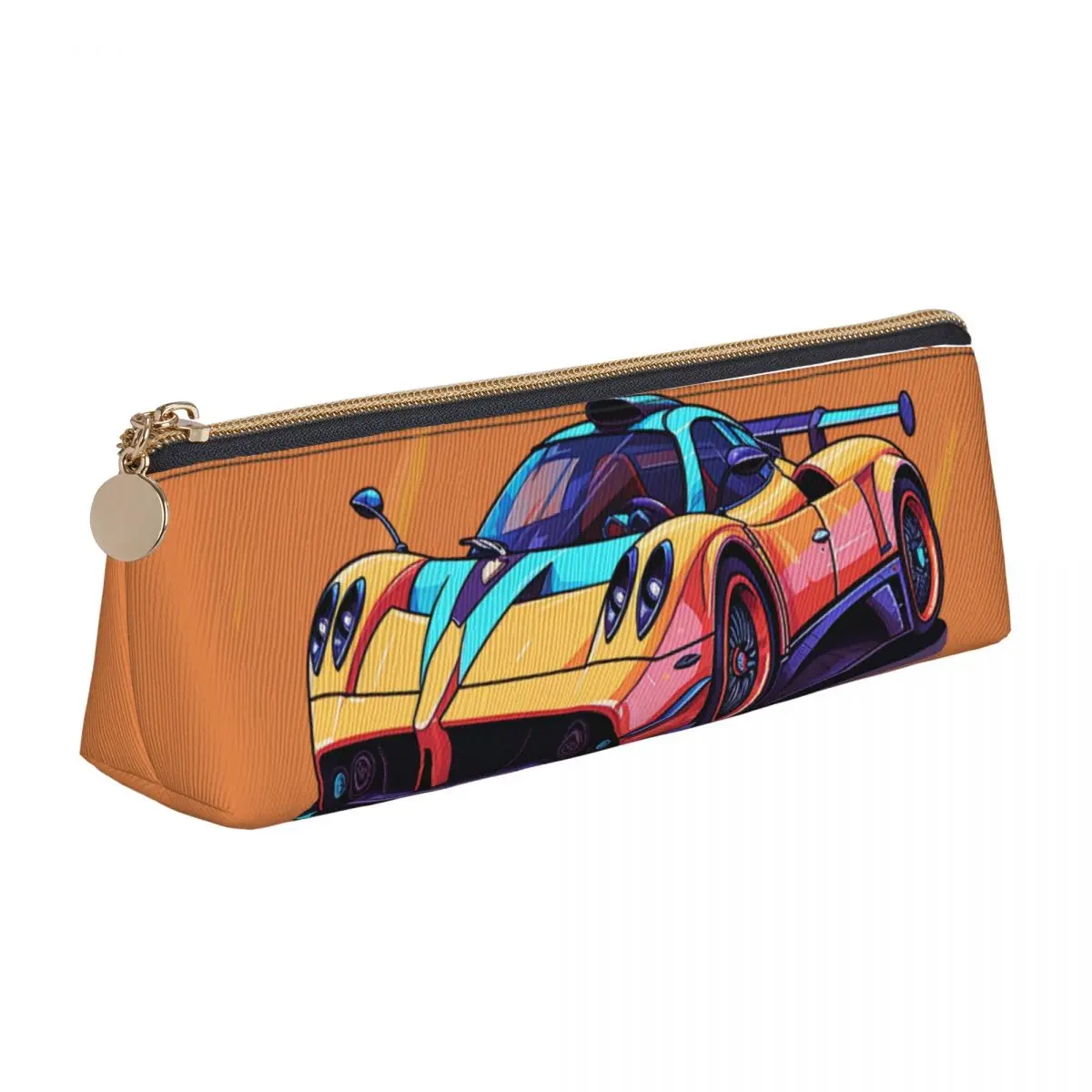 

Speed Sports Car Triangle Pencil Case Cartoon 2D Elements Girls Boys Back to School Zipper Pencil Box Kawaii Leather Pen Bag