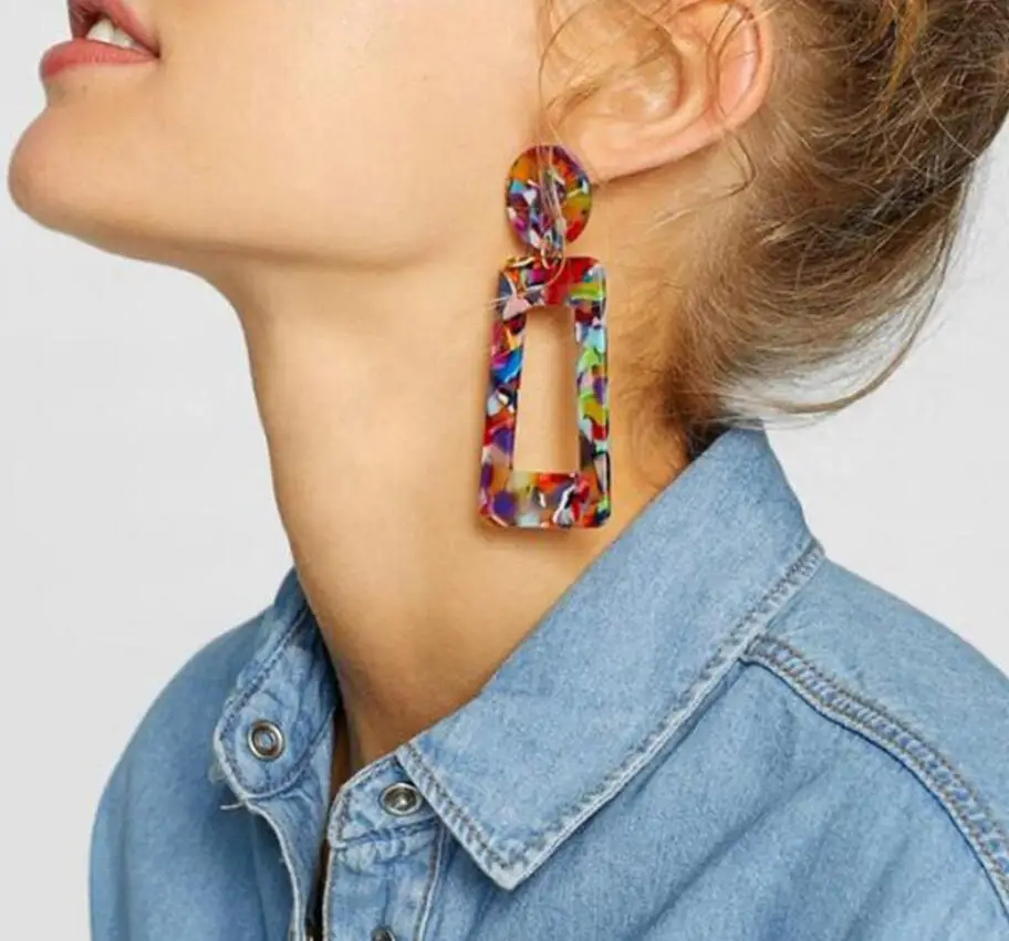 

European and American Fashionable New Acrylic Earrings Explosion Style Simple Jewelry Women