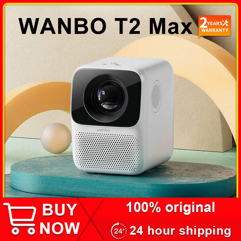 

Мини-проектор Wanbo T2 MAX, светодиодный, Full HD, 4K, 1920*1080P, 2,4G, wi-fi, коррекция трапецеидальных искажений, 1 гб + 16 гб, для дома и офиса