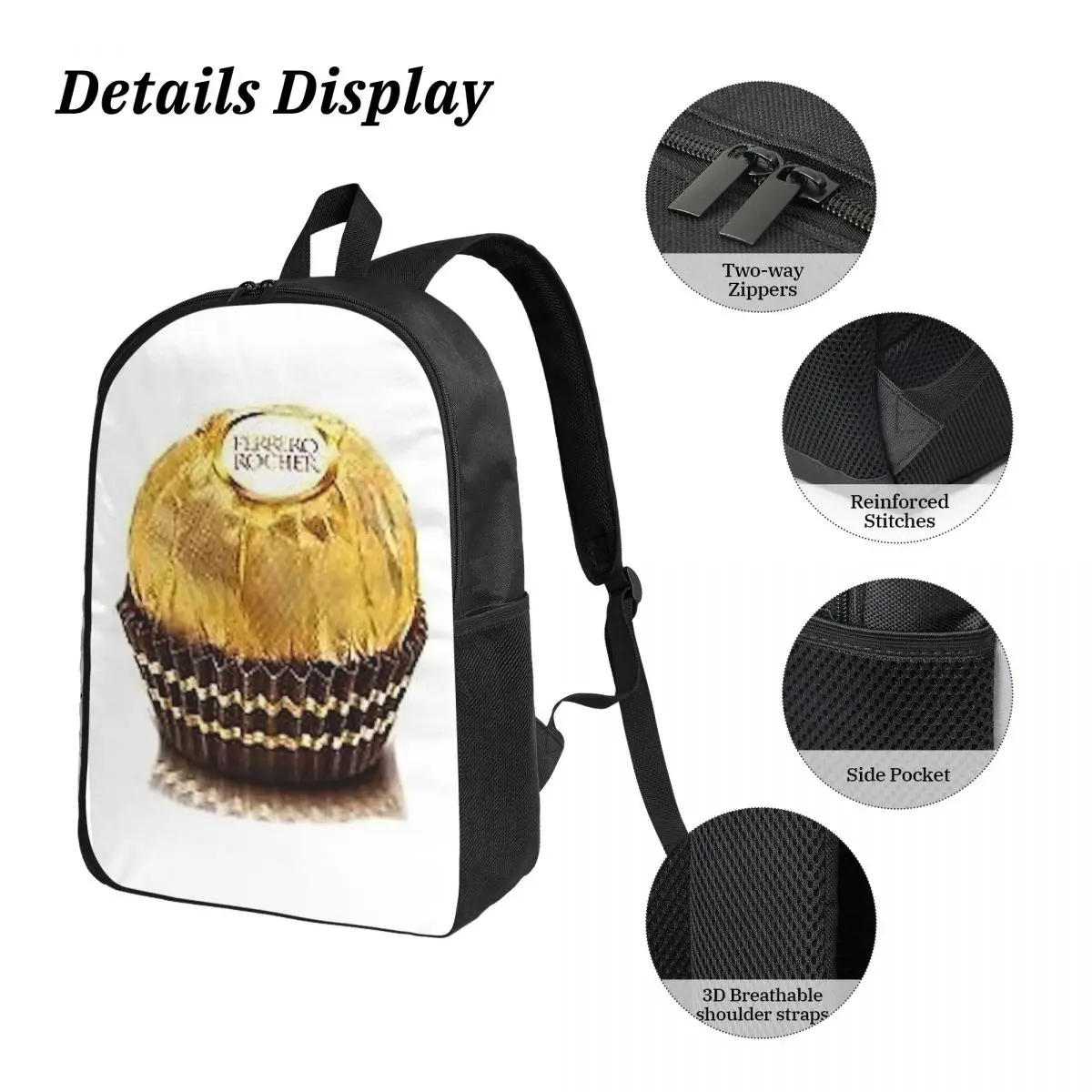 Фото Рюкзак Ferrero Rocher, школьная сумка для студентов, сумка для ноутбука, набор из 3 предметов: термосумка для обедов, пенал №3