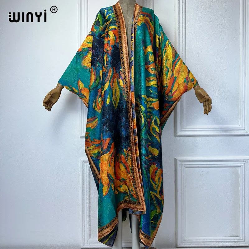 WINYI высокое качество открытое пальто с принтом в стиле бохо пляжная одежда