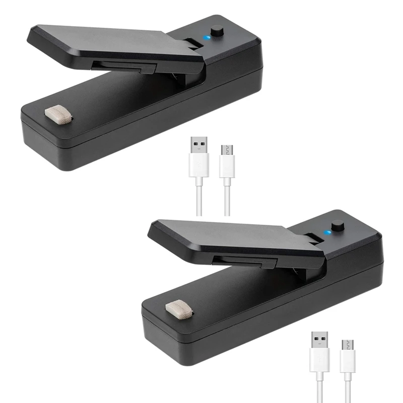 

Mini Bag Sealer-2In1 Portable Rechargeable Handheld Vacuum Heat Sealers &Cutter For Plastic Bag Storage Food 2Pcs Black