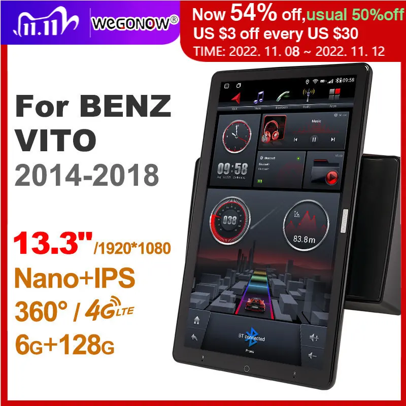 

Автомагнитола Ownice, 13,3 дюйма, 1DIN, Android 360, для BENZ VITO 2014-2018, GPS, SPDIF, 4G, LTE, без DVD