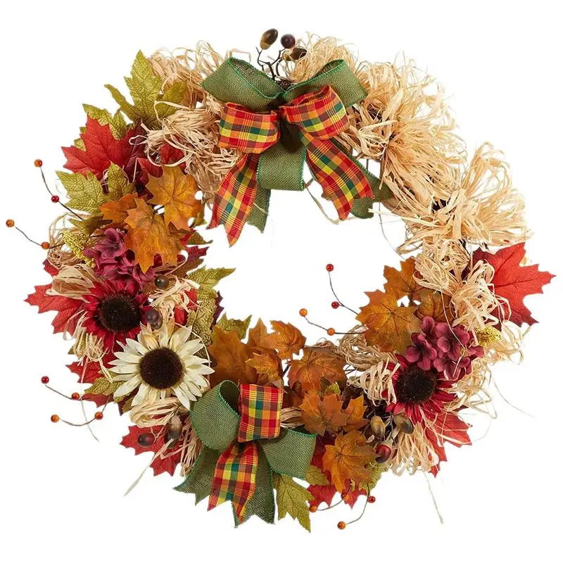 

Fall Front Door Wreath 17.72IN Harvest Festival Thanksgiving Halloween Wreath 45CM/ 17.72IN Natural Countryside Style Flower