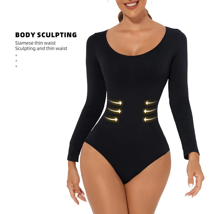 Body Shapers Tummy Control Shapewear Women Bodysuit Long Sleeve Slimming Bodyshaper Fashion Sexy Thong G-String Female Jumpsuit
