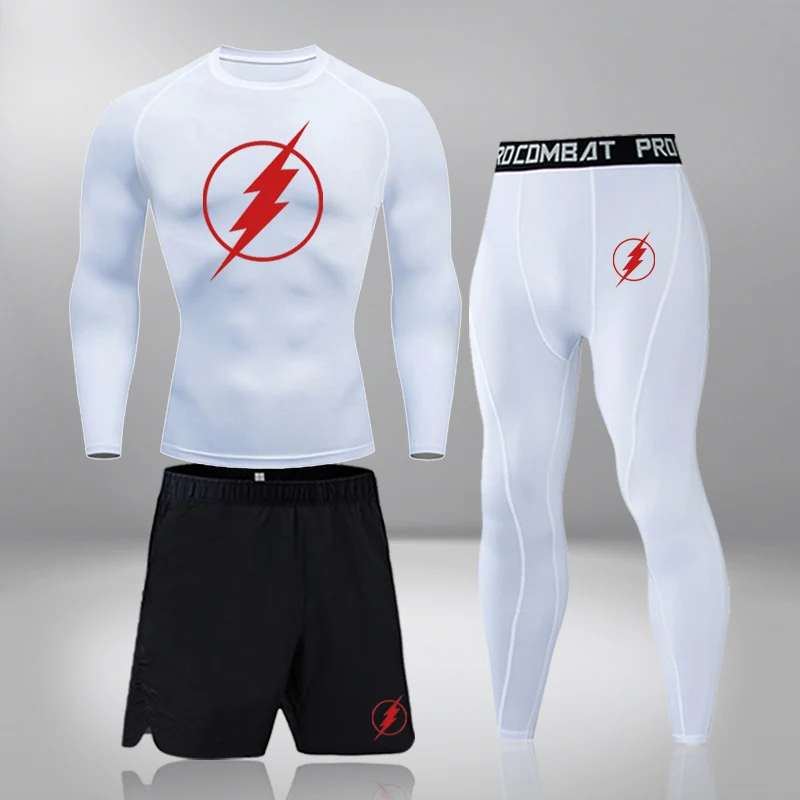 

3 Pcs/Set Men's Tracksuit Gym Fitness Compression Sports Suit Clothes Running Jogging Sport Wear Exercise Workout Tights