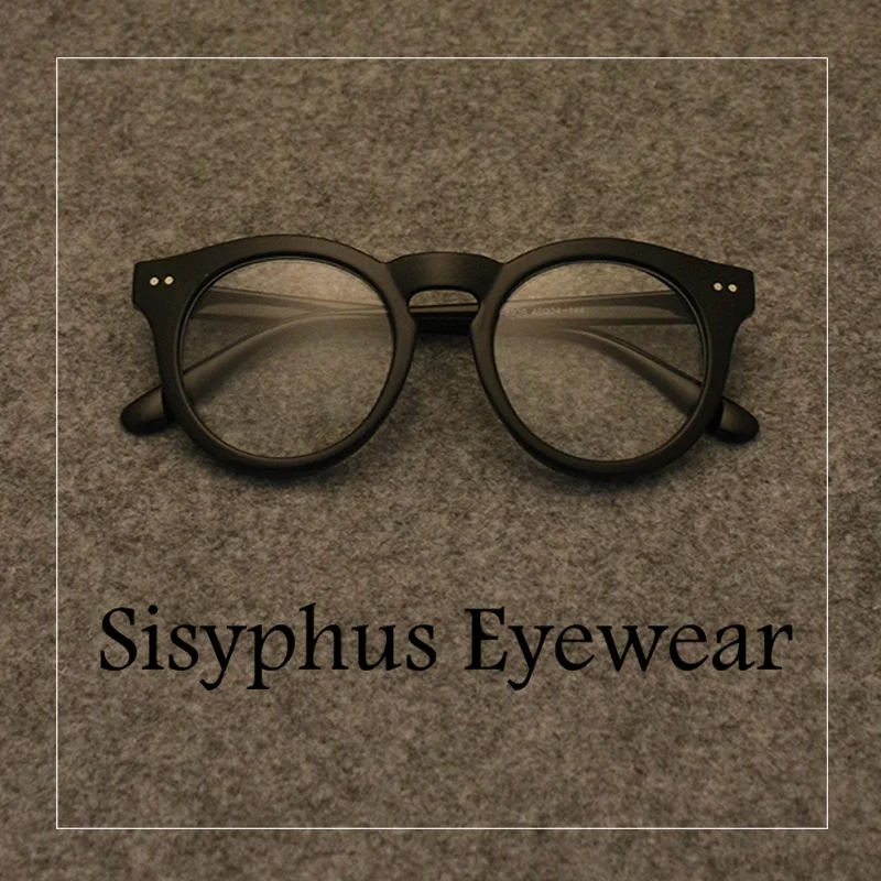 

Retro Japanese round Frame Large Thick Black Frame Glasses Frame Fit for Lenses Face Women's Plate Anti-Blue Light Lens